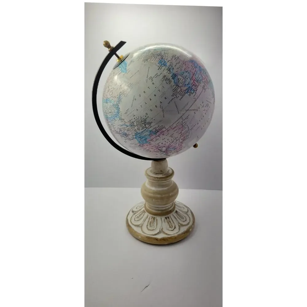 World Time Desk Top World Globe With Wood Stand